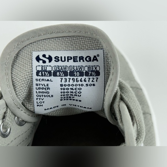 SUPERGA Unisex Lace Up Low Top Sneakers, Gray Canvas, US Size Men 8.5 Women 10 - Picture 8 of 13